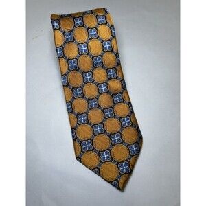 Forsyth Men’s Hand Sewn 100% Silk Geometric Neck Tie Orange/Blue